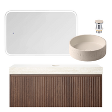 Florence Walnut 1200mm Vanity Package with Concrete Basin & LED Mirror